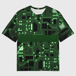 Футболка оверсайз мужская Неоновая схема, цвет: 3D-принт