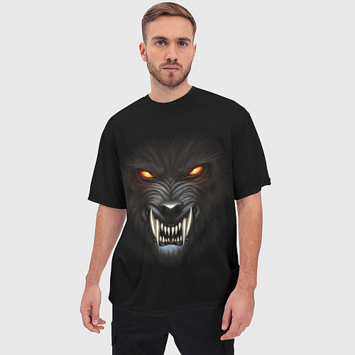 Мужская футболка оверсайз Злой Волк / 3D-принт – фото 3