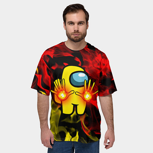 Мужская футболка оверсайз Маг огня Among us / 3D-принт – фото 3