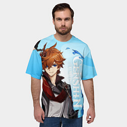 Футболка оверсайз мужская GENSHIN IMPACT, ТАРТАЛЬЯ, цвет: 3D-принт — фото 2