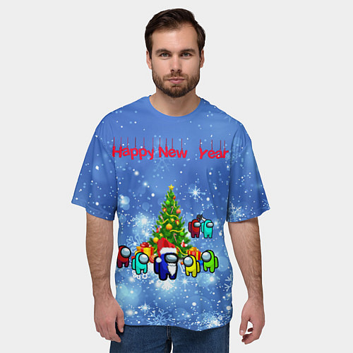 Мужская футболка оверсайз Among Us New Year / 3D-принт – фото 3