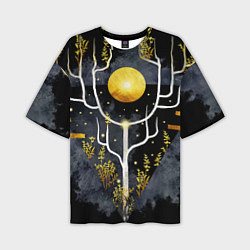 Мужская футболка оверсайз Графит и золото: дерево жизни