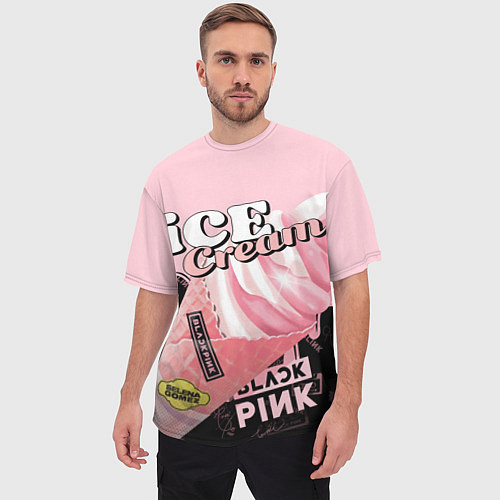 Мужская футболка оверсайз BLACKPINK ICE CREAM / 3D-принт – фото 3