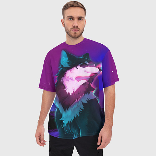 Мужская футболка оверсайз Сказочный волк / 3D-принт – фото 3