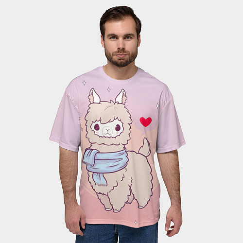 Мужская футболка оверсайз Альпака / 3D-принт – фото 3