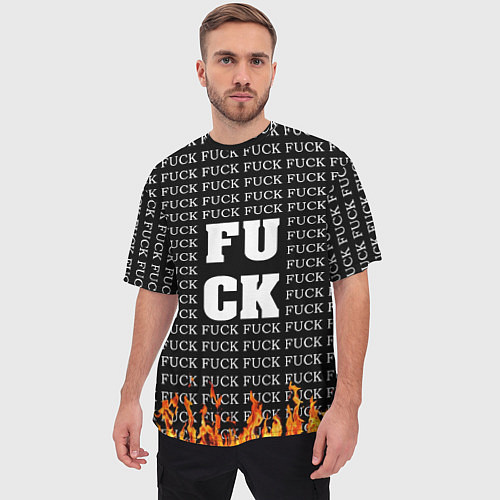 Мужская футболка оверсайз F*CK F*CK F*CK / 3D-принт – фото 3
