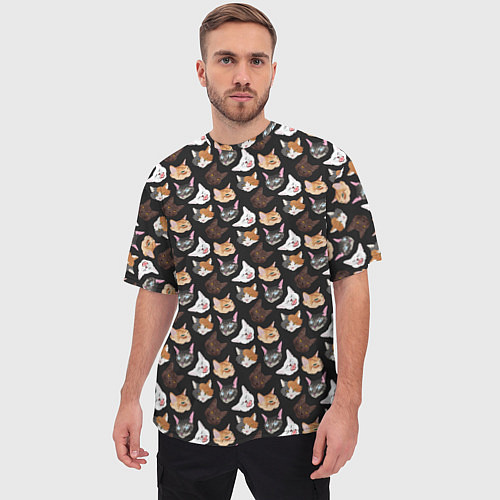 Мужская футболка оверсайз Много котов / 3D-принт – фото 3