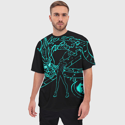 Мужская футболка оверсайз Neon Dragon / 3D-принт – фото 3