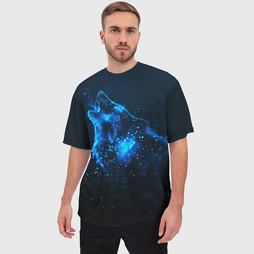 Мужская футболка оверсайз Космический Волк / 3D-принт – фото 3