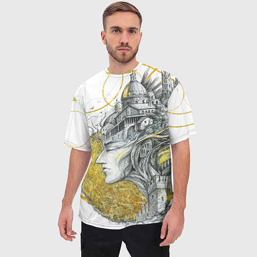 Мужская футболка оверсайз Мечты города / 3D-принт – фото 3