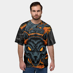 Футболка оверсайз мужская Волк и дракон, цвет: 3D-принт — фото 2