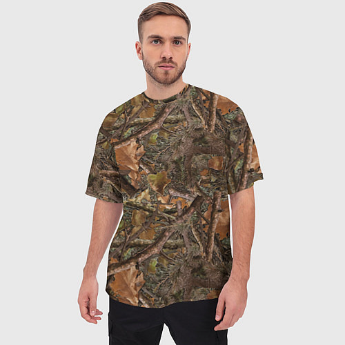 Мужская футболка оверсайз Охотничий камуфляж / 3D-принт – фото 3