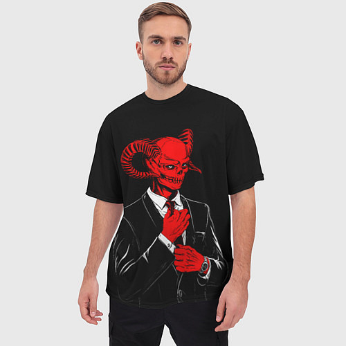 Мужская футболка оверсайз Дьявол / 3D-принт – фото 3