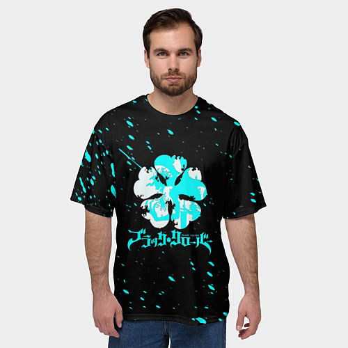 Мужская футболка оверсайз Черный клевер / 3D-принт – фото 3