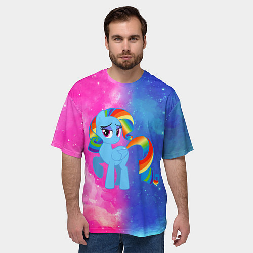 Мужская футболка оверсайз Радуга Дэш / 3D-принт – фото 3