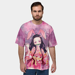 Футболка оверсайз мужская Незуко Камадо, цвет: 3D-принт — фото 2