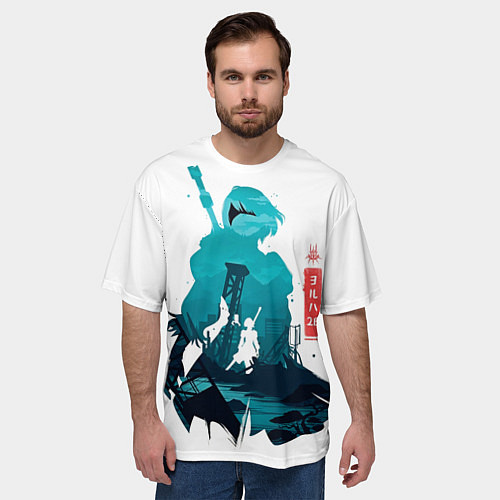 Мужская футболка оверсайз NIER AUTOMATA 2B / 3D-принт – фото 3