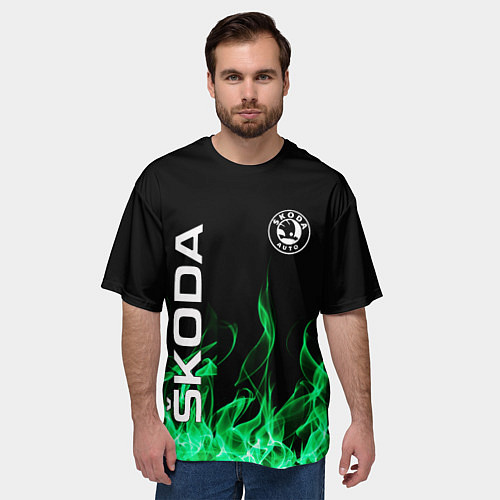 Мужская футболка оверсайз SKODA / 3D-принт – фото 3