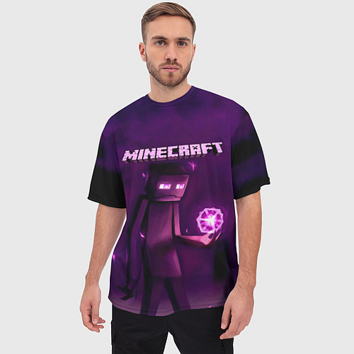 Мужская футболка оверсайз Minecraft Слендермен / 3D-принт – фото 3