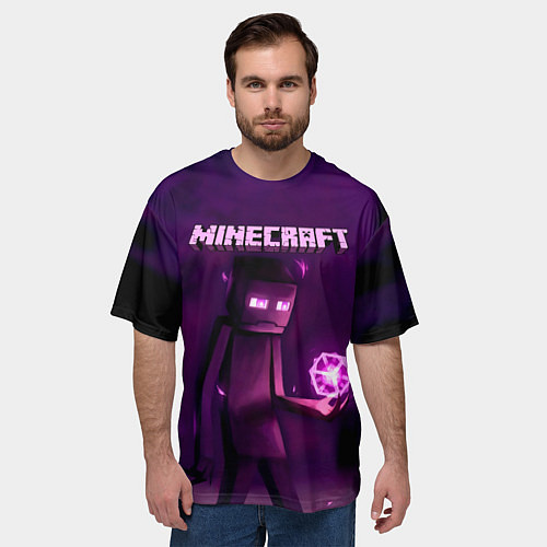 Мужская футболка оверсайз Minecraft Слендермен / 3D-принт – фото 3