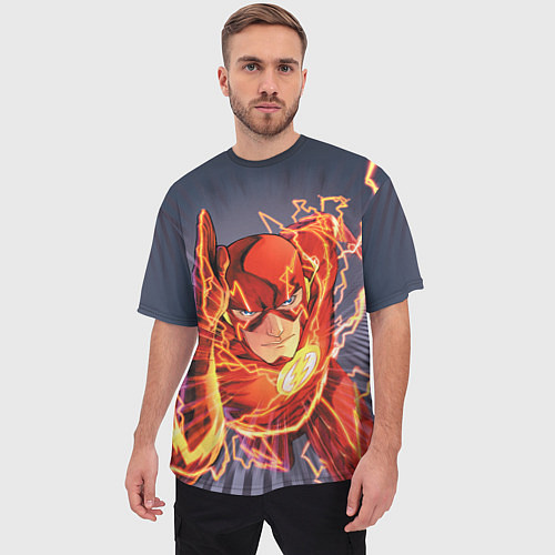 Мужская футболка оверсайз The Flash / 3D-принт – фото 3