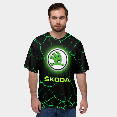 Мужская футболка оверсайз SKODA / 3D-принт – фото 3