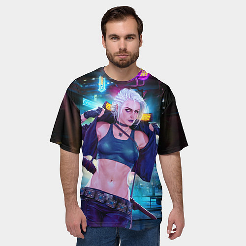 Мужская футболка оверсайз Cyberpunk 2077 Цири / 3D-принт – фото 3