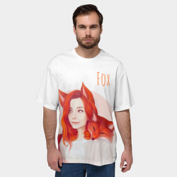 Футболка оверсайз мужская Девушка-лиса, цвет: 3D-принт — фото 2
