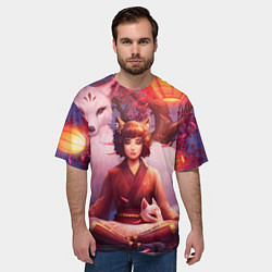 Футболка оверсайз мужская Девушка-лиса, цвет: 3D-принт — фото 2