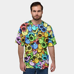 Футболка оверсайз мужская Цветные Поп Котики, цвет: 3D-принт — фото 2
