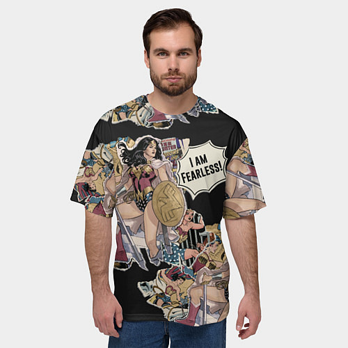 Мужская футболка оверсайз WONDER WOMAN Im Fearless! / 3D-принт – фото 3
