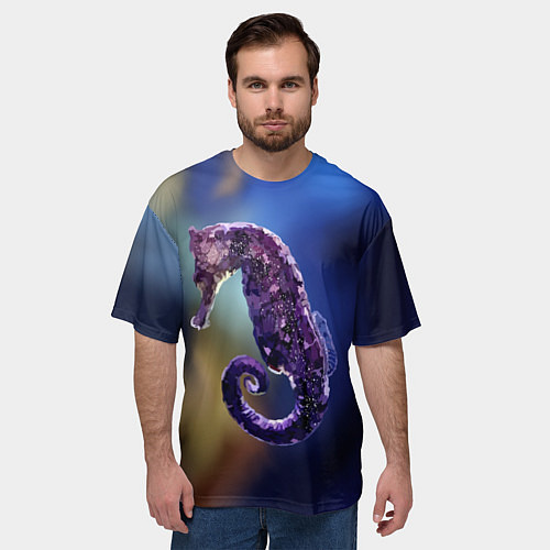Мужская футболка оверсайз Морской конёк / 3D-принт – фото 3