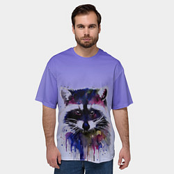 Футболка оверсайз мужская Енот акварелью потеки, цвет: 3D-принт — фото 2