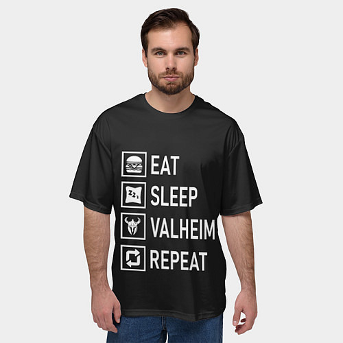 Мужская футболка оверсайз EatSleepValheimRepeat / 3D-принт – фото 3