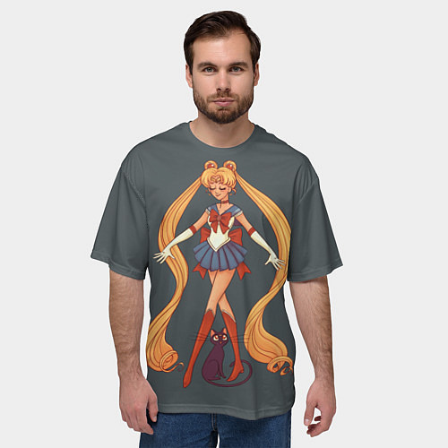 Мужская футболка оверсайз Sailor Moon Сейлор Мун / 3D-принт – фото 3