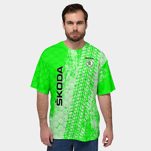 Мужская футболка оверсайз SKODA / 3D-принт – фото 3
