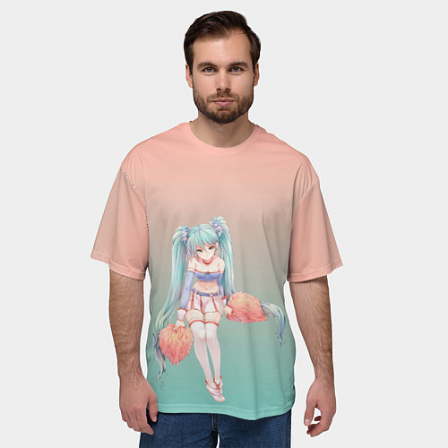 Мужская футболка оверсайз Чирлидерша с помпонами / 3D-принт – фото 3