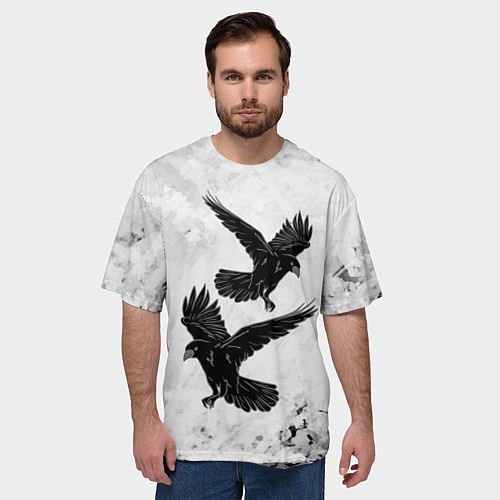 Мужская футболка оверсайз Gothic crows / 3D-принт – фото 3
