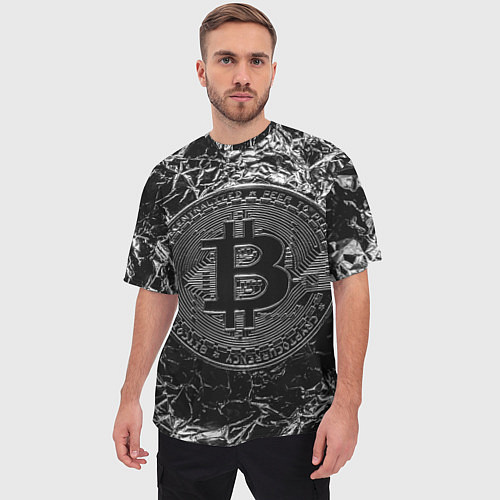 Мужская футболка оверсайз БИТКОИН BITCOIN / 3D-принт – фото 3