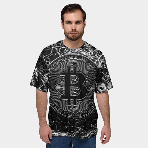 Мужская футболка оверсайз БИТКОИН BITCOIN / 3D-принт – фото 3