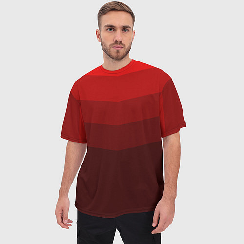 Мужская футболка оверсайз Красный Градиент / 3D-принт – фото 3