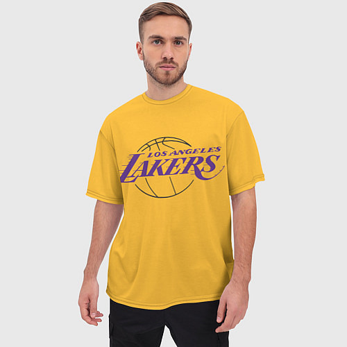 Мужская футболка оверсайз Лос-Анджелес Лейкерс Форма1 / 3D-принт – фото 3