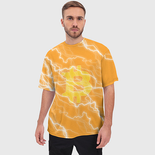 Мужская футболка оверсайз Bitcoin / 3D-принт – фото 3