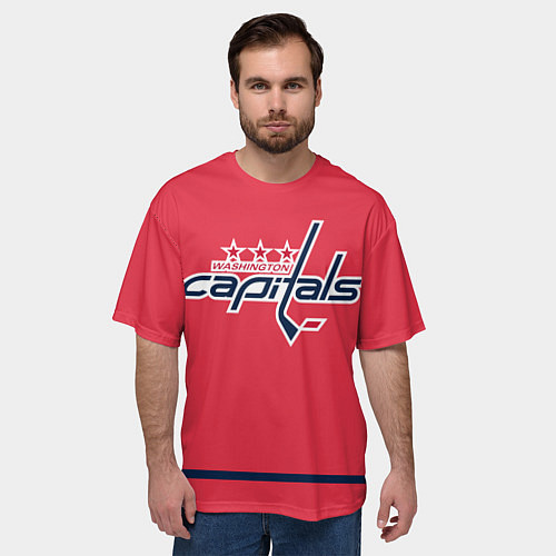 Мужская футболка оверсайз Вашингтон Кэпиталз Форма1 / 3D-принт – фото 3