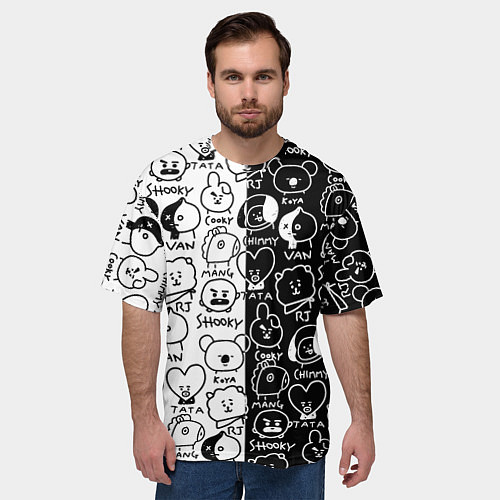 Мужская футболка оверсайз BTS BT21 / 3D-принт – фото 3