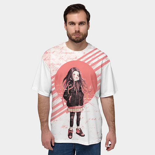 Мужская футболка оверсайз Незуко / 3D-принт – фото 3