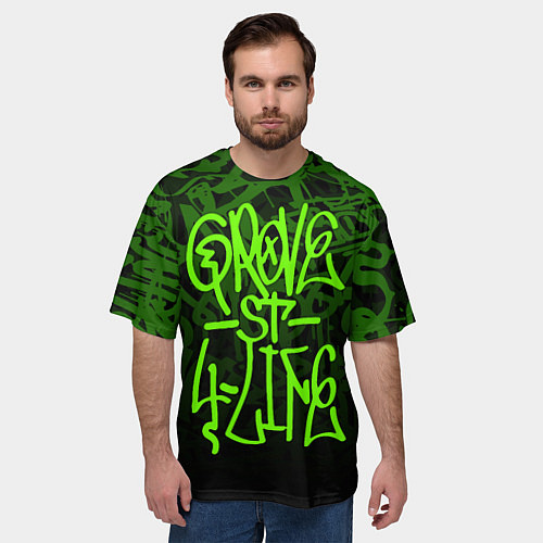 Мужская футболка оверсайз ГТА GTA GROVE STREET 4 LIF / 3D-принт – фото 3