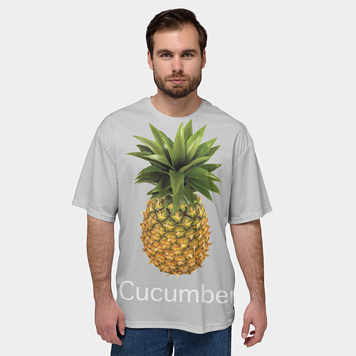 Мужская футболка оверсайз Pineapple cucumber / 3D-принт – фото 3