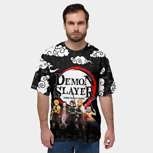 Мужская футболка оверсайз КЛИНОК, РАССЕКАЮЩИЙ ДЕМОНОВ / 3D-принт – фото 3