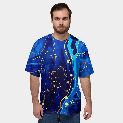 Мужская футболка оверсайз СИНИЙ ГРАНИТ / 3D-принт – фото 3